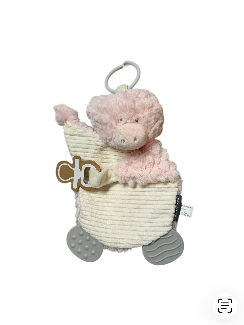 DEMDACO Pig Baby Paci Holder Clip Activity Teether Pink 13" Plush Stuffed Animal
